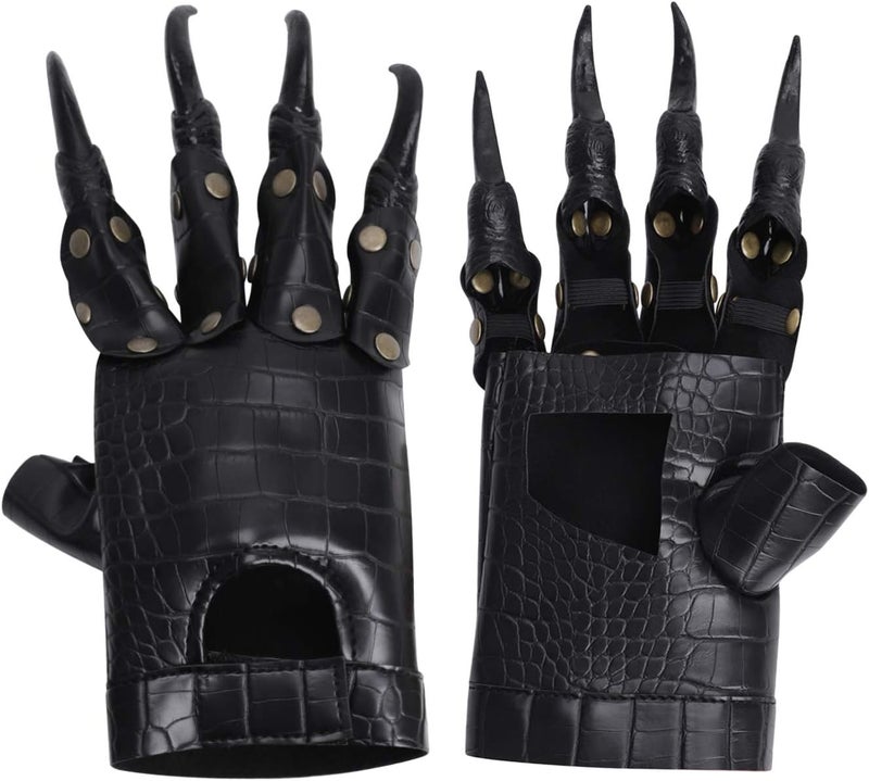 BXT Halloween Costume Paw Gloves Long Fingernails Black Party Gloves Cat Claws Halloween Prop Wolf Claws Glove Cosplay Costume - Image 4